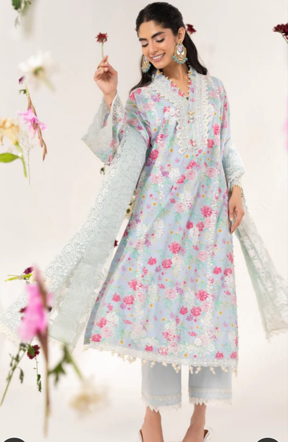 Lawn | Embroidered| Unstitched| 03 Pc | Alkaram