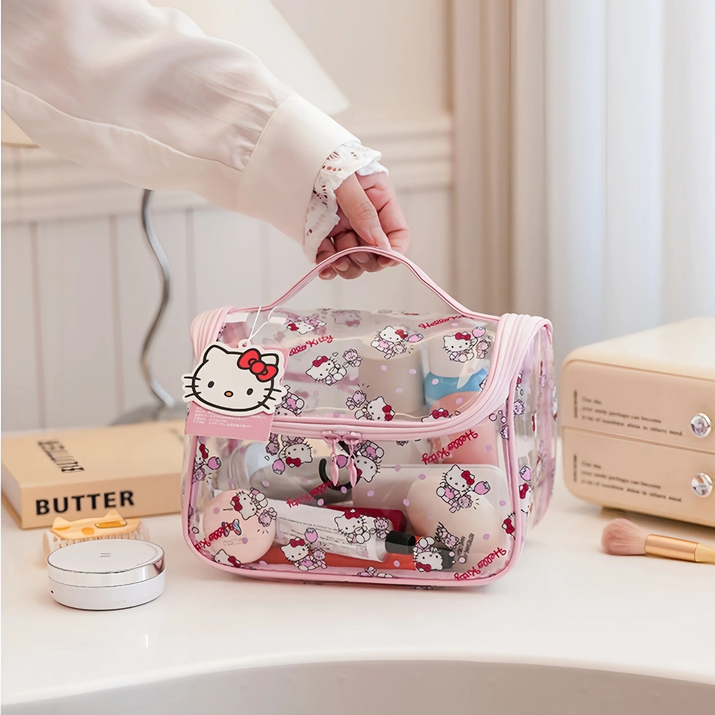 Sanrio Brand Visual Makeup Bag Kawaii Design Storage Pouch for Beauty Essentials