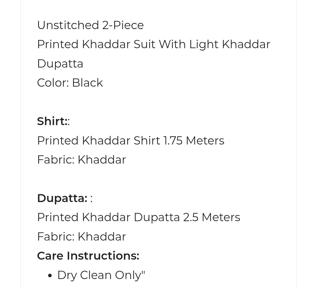Khaddar| Printed| Unstitched| 02 Pc | Alkaram