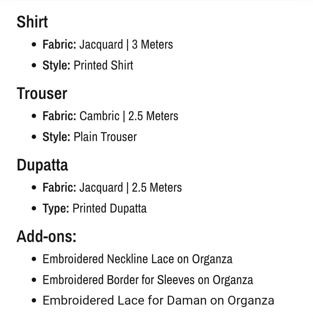 Jacquard | Embroided | Unstitched | 03 PC