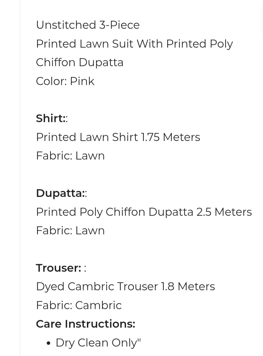 Lawn | Printed | Unstitched | 03 Pc