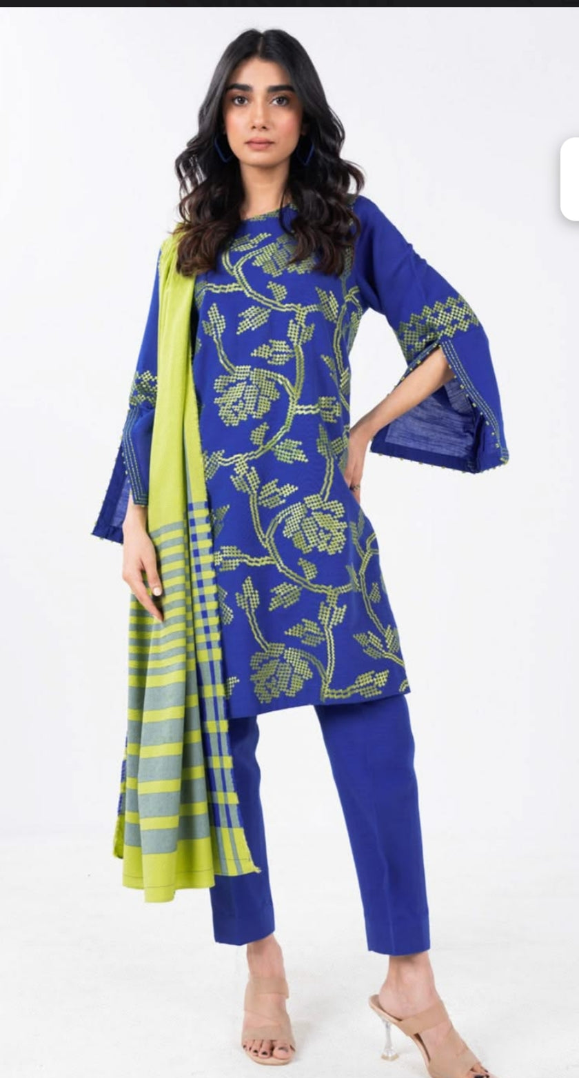 Khaddar| Embroidered | Unstitched| 03 Pc | Alkaram