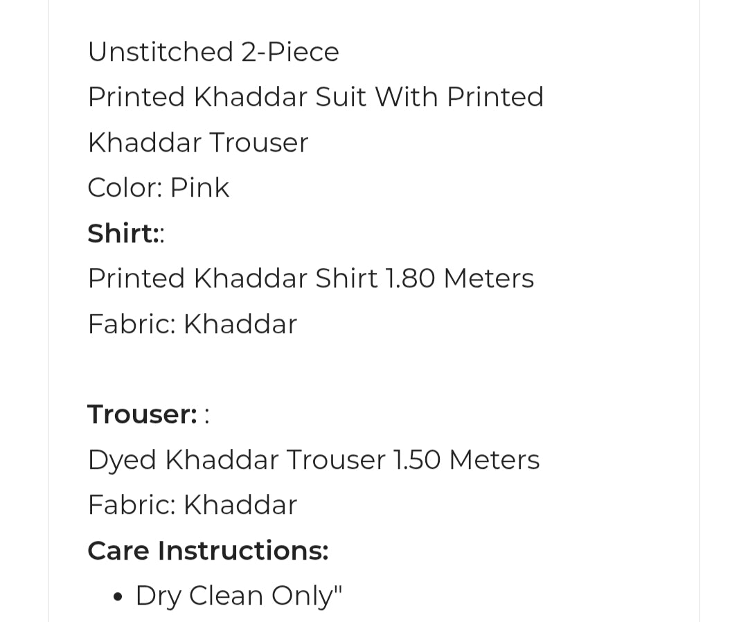 Khaddar| Printed | Unstitched | 02 Pc | Alkaram