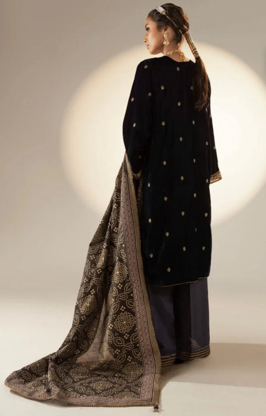 Velvet | Embroidered | Unstitched | 03 Pc | Alkaram