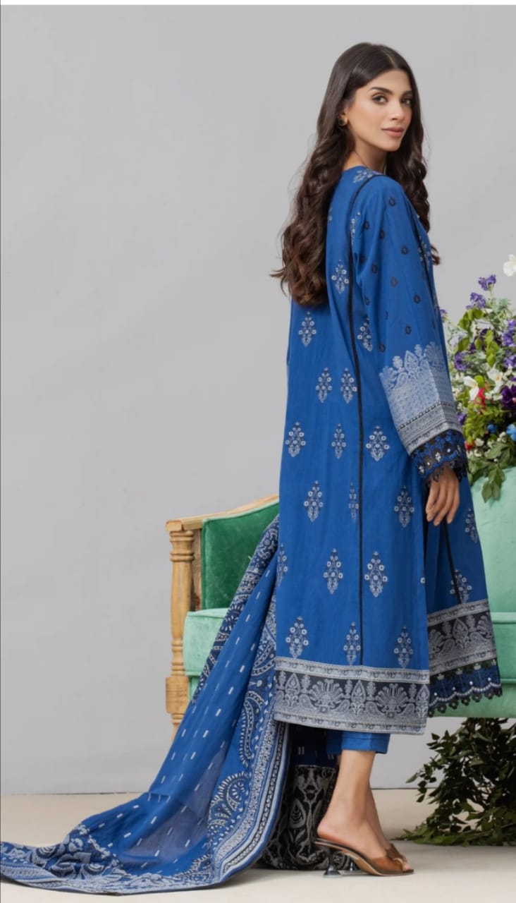 Jacquard | Embroided Patches| Unstitched | 03 Pc | Edenrobe