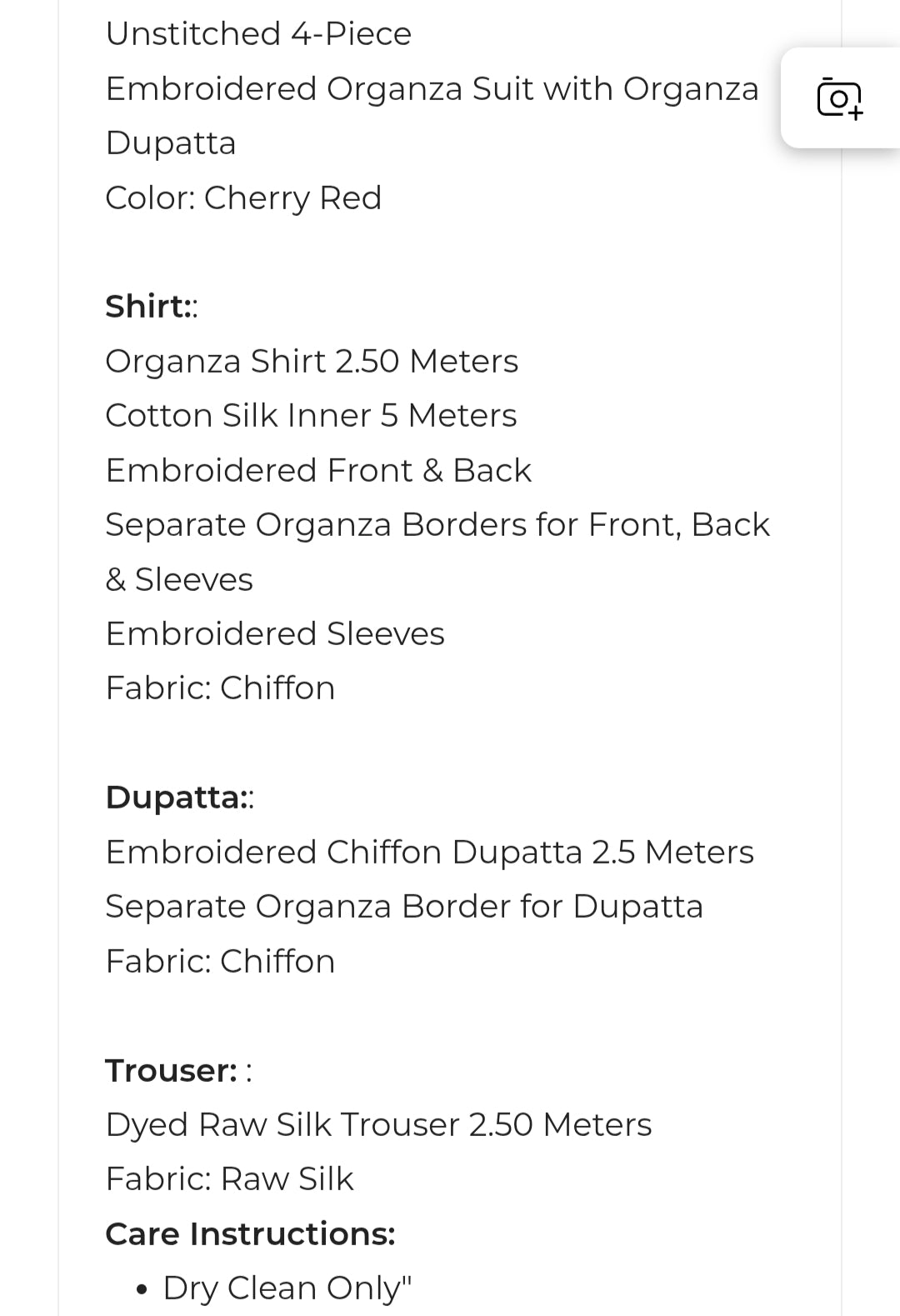 Organza| Embroided | Unstitched| 04 Pc | Alkaram