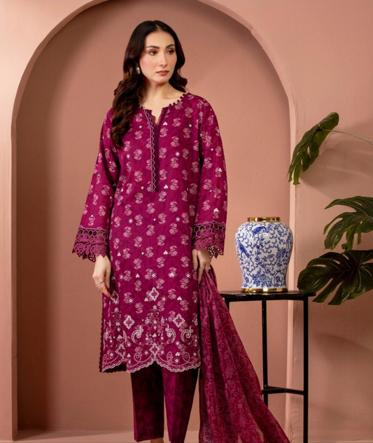 Lawn | Embroidered | Unstitched | 03 Pc | Edenrobe