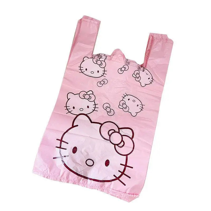 Vest Bag Plastic Bag Pink Tote Bag Storage Bag Garbage Bag Household Cute Cartoon KT Cat Pattern Portable Garbage Bag