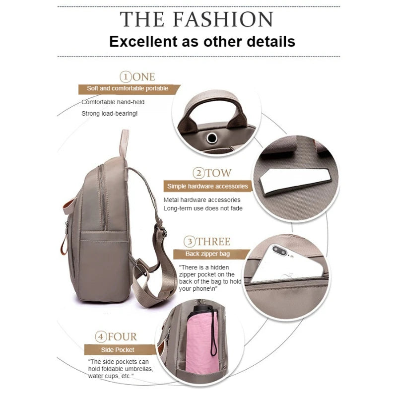Women's Trendy Street Style Backpack - Oxford Fabric School Bag for Teens