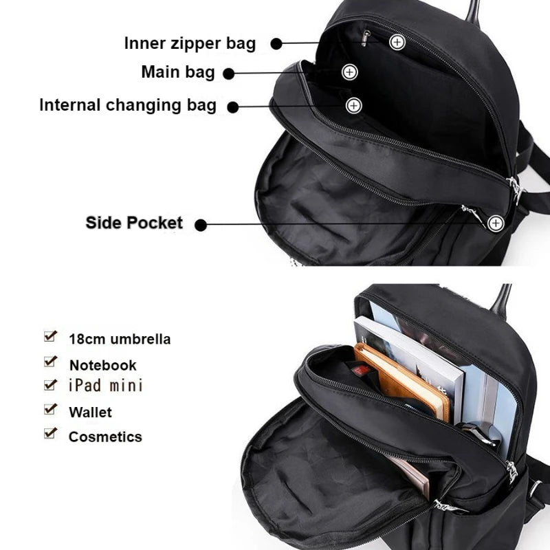 Women's Trendy Street Style Backpack - Oxford Fabric School Bag for Teens