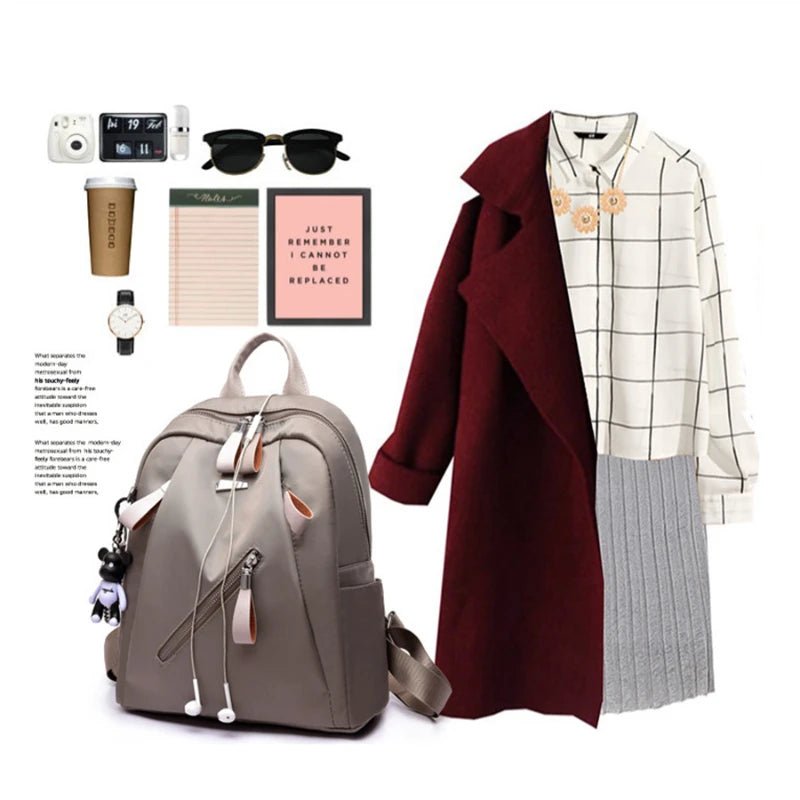 Women's Trendy Street Style Backpack - Oxford Fabric School Bag for Teens