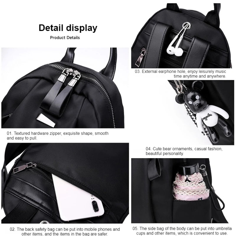 Women's Trendy Street Style Backpack - Oxford Fabric School Bag for Teens