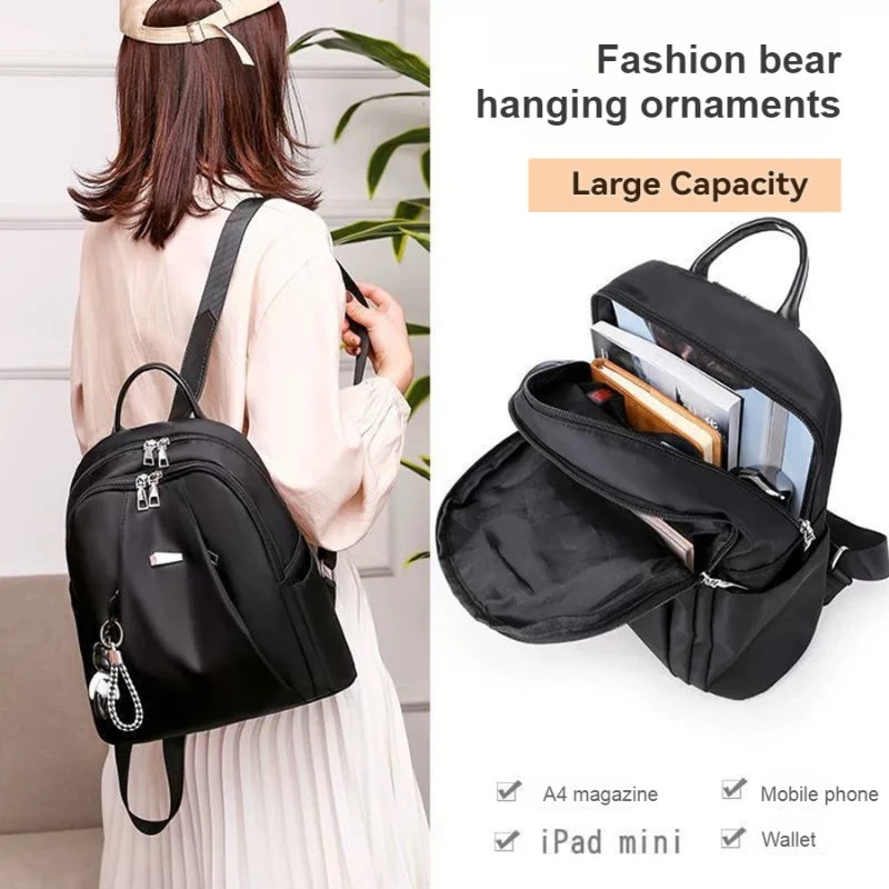 Women's Trendy Street Style Backpack - Oxford Fabric School Bag for Teens