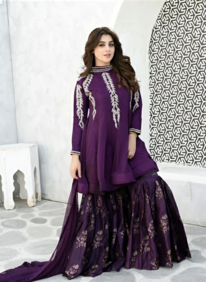 Chiffon Gharara Set | RTW | 03 PC