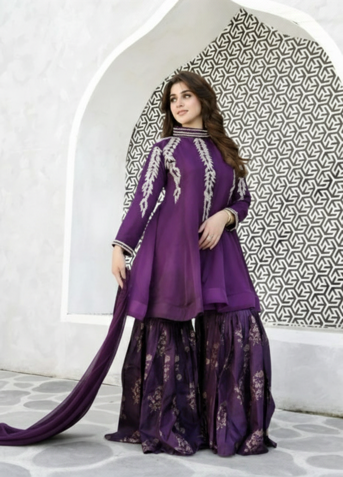 Chiffon Gharara Set | RTW | 03 PC