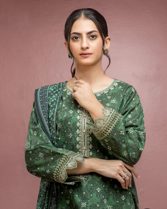 Cambric| Unstitched| Embroidered |03 Pc